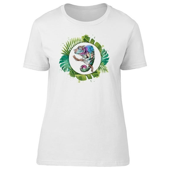 Exotic Chameleon Tropical Leaves Tee Women's -Image by Shutterstock