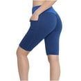 thumbnail image 2 of QLEICOM Womens Athletic Shorts, Plus Size Shorts, Stretch Leggings Fitness Running Pockets Sport SKnee-Length Yoga Pants Yoga Shorts, Running Shorts, Comfy Beach Shorts, Cycling Shorts Blue L, 2 of 3