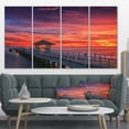 thumbnail image 1 of Long Wooden Bridge and Colorful Sky - Sea Bridge Canvas Art Print, 1 of 3