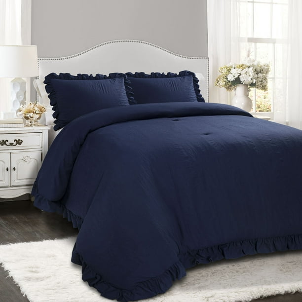 Lush Decor Reyna Comforter Navy 3Pc Set King