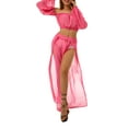 thumbnail image 6 of SAYOO Off Shoulder Clothing Set, Long Sleeve Tops and Cover Up Skirt Two-piece Suit for Beach Vacation Travelling for Women, 6 of 8
