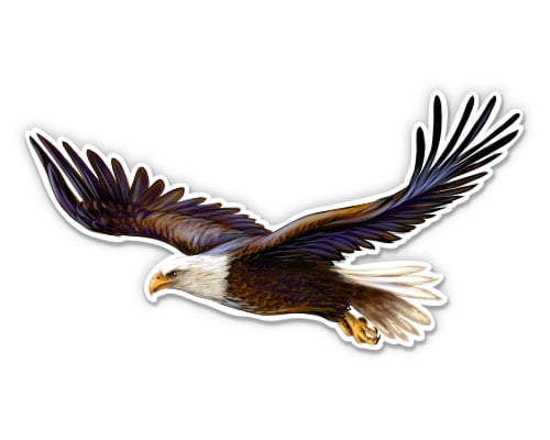 Bald Eagle Flying White Head Bird USA Car Bumper Vinyl Sticker Decal 5"X4.5" 