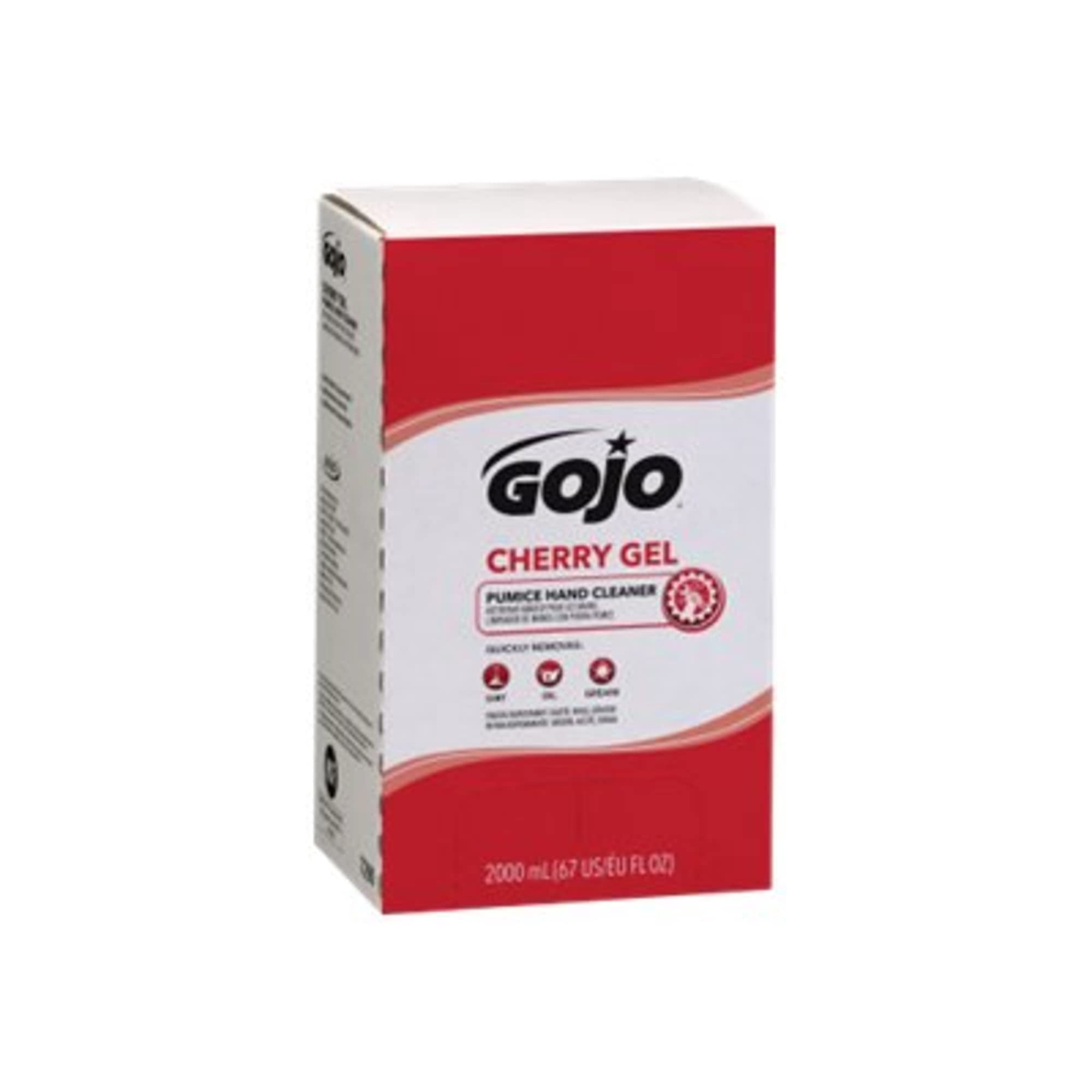 GOJO Industries 7290-04 2000 mL Refill Cherry Gel Pumice Hand Cleaner - Cherry Scent (4/Carton)