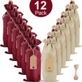 thumbnail image 1 of 12 Burlap Wine Bags with Drawstring, Reusable Wine Bags for Party Supplies, 1 of 5