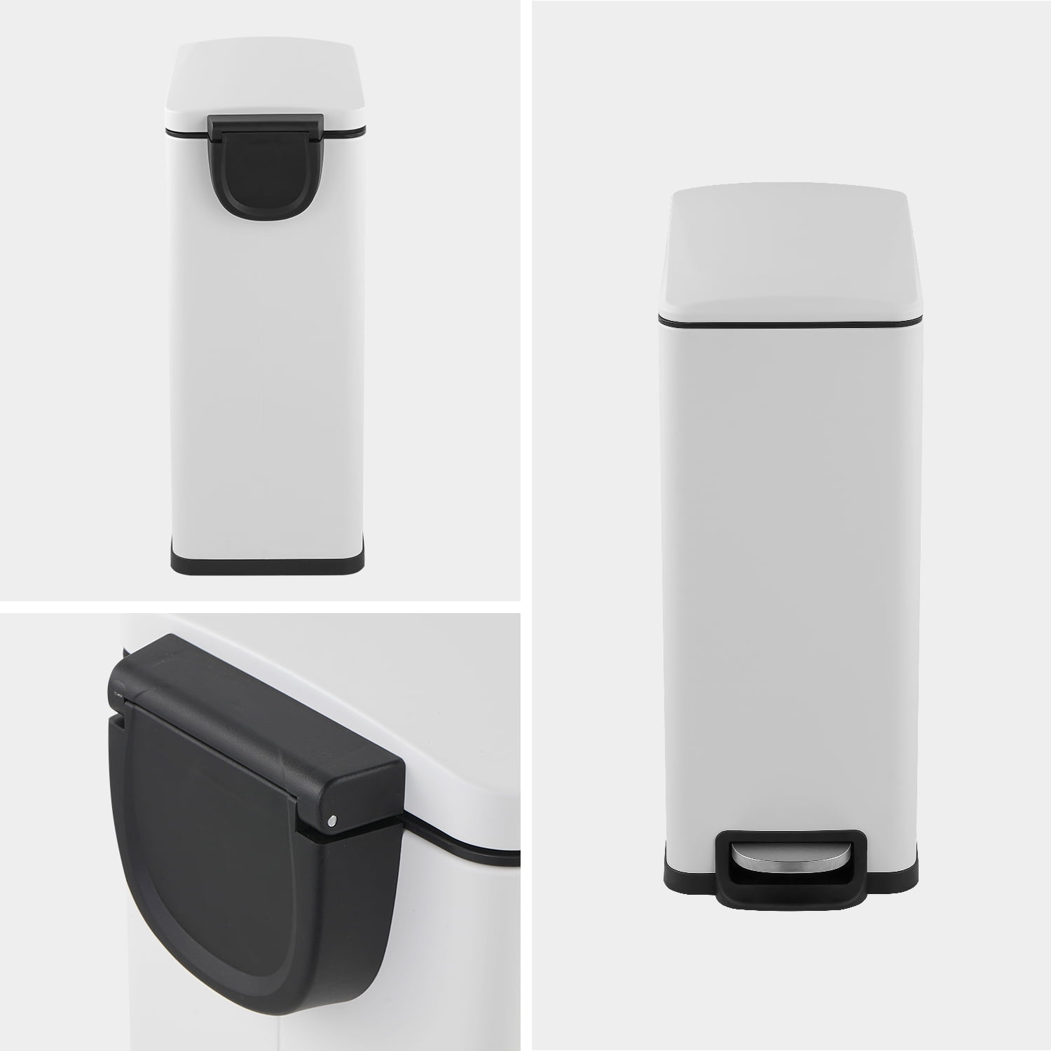 Innovaze 11.9 Gal./ 45 Liter  Slim Stainless-Steel-Made Step-on kitchen Trash Can (Matt White)