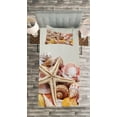 thumbnail image 3 of Ambesonne Ocean Quilted Bedspread Set 2 Pcs, Pile of Seashells Beach, Twin Size, Coconut Cream Orange, 3 of 3