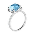 thumbnail image 3 of Mauli Jewels Rings for Women 2.35 Carat Diamond And Cushion Shape Blue Topaz 2.25 Carat.Twt Ring 4 Prong 10K White Gold, 3 of 7