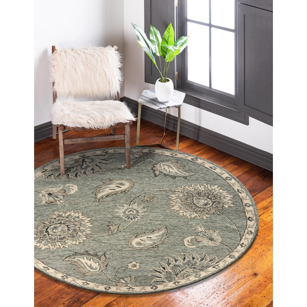 LR Home Paisley Light Gray Traditional Botanical Area Rug 4 Ft. 10 In