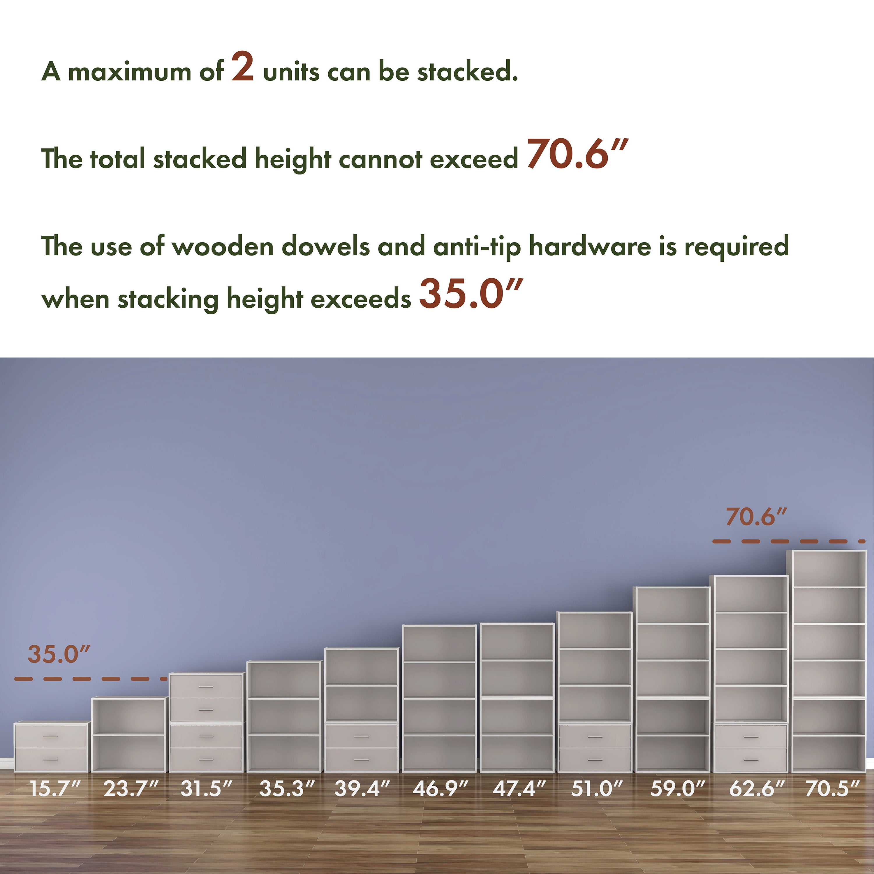 Furniture of America Brooks Stackable 4-Tier Wood Gray Bookcase
