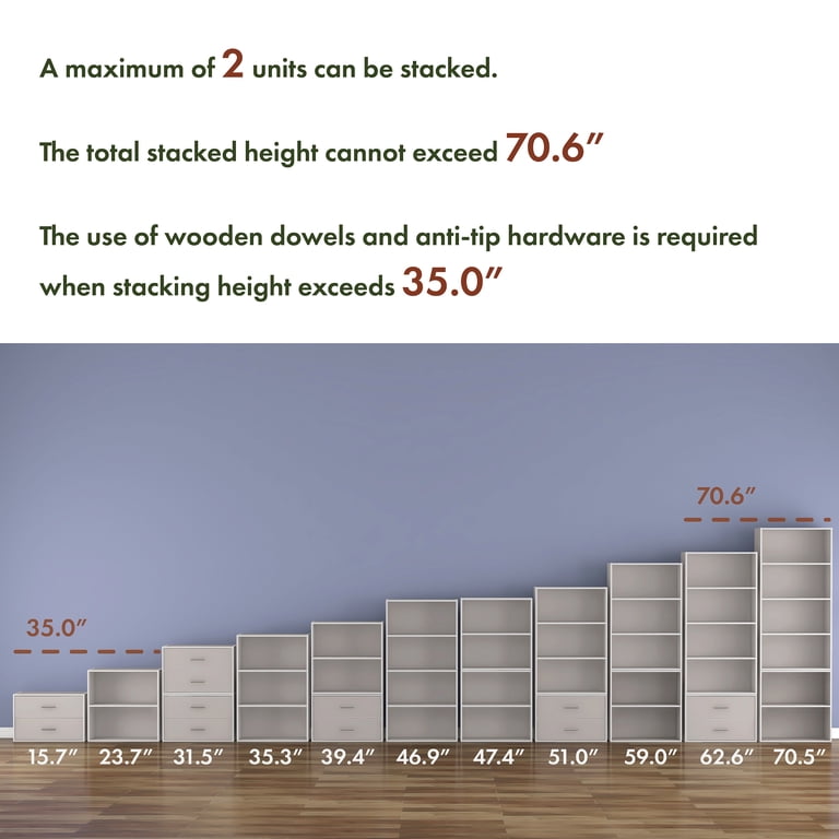 Furniture Of America Brooks Stackable 2-Cube Wood Bookcase, Gray photo 7