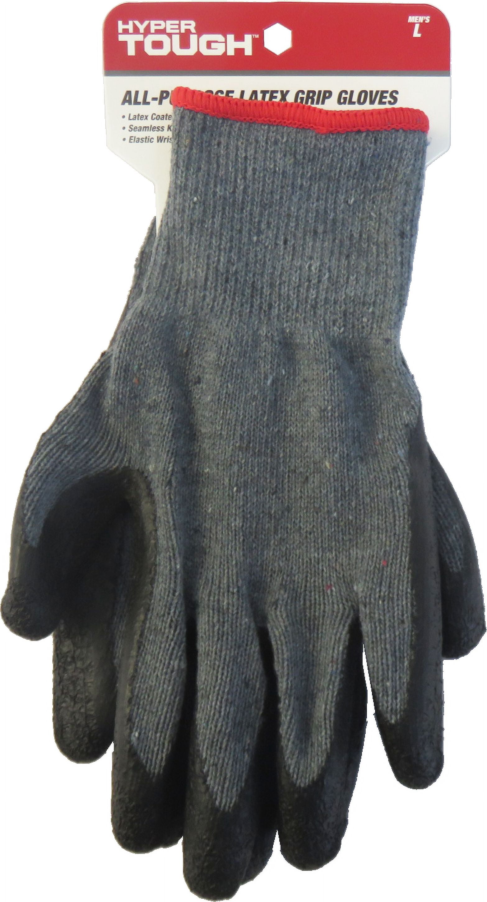 (2 pack) Hyper Tough All Purpose Wrinkled Latex Coated Gloves, Men's Large, 1 Pair