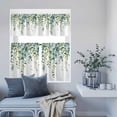 thumbnail image 2 of Kitchen Window Curtains Valance and Tier Set, Gradient Green Eucalyptus Leaves Rod Pocket Tier Curtains and Valance 3 Piece Set, Watercolor Botanical Window Treatment for Bedroom Living Room, 2 of 9