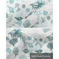 thumbnail image 6 of Turquoise Coastal Linen Curtain Valance for Bedroom/Bathroom/Kitchen/Office/Living/Dining Room Window,Nautical Coral Starfish Conch Seaweed Pocket Topper Drapes Decorative Cafe Drapery Panel 54"x18", 6 of 6