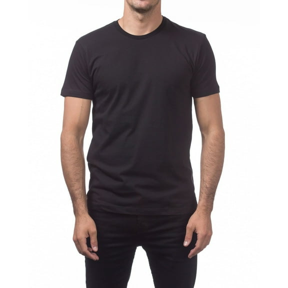 Pro Club Men's Lightweight Cotton Short Sleeve Crew Neck T-Shirt - Black - Small