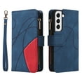 thumbnail image 7 of Zipper Wallet Case for Samsung Galaxy S22 Large Capacity Card Slots Holder Magnetic Cover, Luxury PU Leather Anti-Shock Flip Folio Case with Kickstand Wrist Strap Handbag Protective Case,Blue, 7 of 7