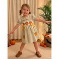 thumbnail image 5 of Cjfdfy Toddler Baby Girls Halloween Dress Thanksgiving Outfit Infant Baby Girls Summer Plaid Gingham Dress Fall Pumpkin Embroidered Doll Collar Puff Short Sleeve Dress, 5 of 9