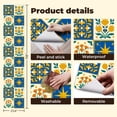 thumbnail image 5 of Mexican Talavera Peel and Stick Wallpaper Floral Star Tile Blue Yellow Scandinavian Folk Wall Mural 23.6in x 9.8ft Self Adhesive Removable Wall Paper Renter Friendly Wallpaper for Bedroom, 5 of 8