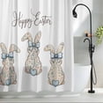 thumbnail image 2 of Happy Easter Rabbits Extra Long Shower Curtain Set, Waterproof Shower Curtains for Bathroom, Spring Bunny Flowers Love Watercolor Washable Fabric Bath Curtain for Bathtub with Hooks 72x96 Inches, 2 of 9