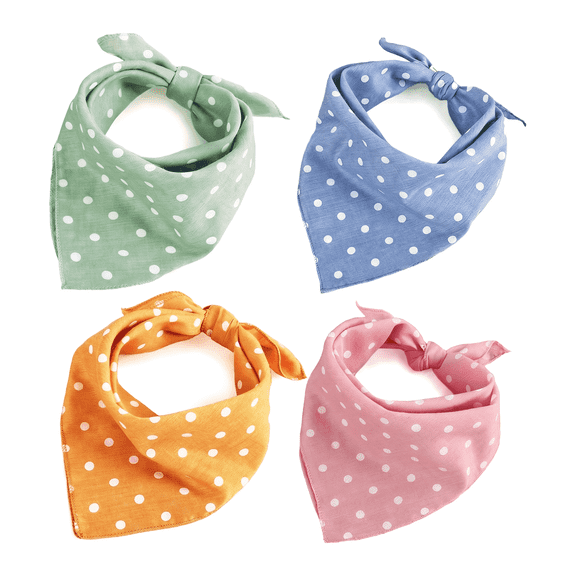4Pcs Puppy Bandanas, Cat Birthday Puppy Scarfs Washable Daily Handkerchief Comfortable Gifts, Adjustable Accessories for Small Medium Pup Pet