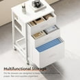 thumbnail image 5 of 3 Drawer Mobile File Cabinet with Wheels Fabric Vertical Filing Cabinet fits A4 or Letter Size for Home Office,White, 5 of 14