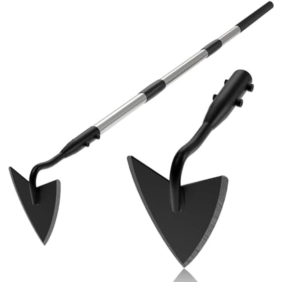 Warren Hoe Garden Tool, Heavy Duty Garden Hoes for Weeding Long Handle, Easy Stand Up Triangle Weeder Tool for Garden, 35-66 inch Adjustable Gardening Hoe for Weed, Trench, Loosen Soil, Landscape