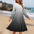 thumbnail image 5 of Roncen Swing Dress for Women, Long Sleeve Round Neck Fit & Flare Dress, Relaxed Casual Midi, 5 of 6
