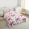 thumbnail image 3 of Manfei Kawaii Bowknot Kids Full Size Comforter Sets, Cartoon Pink Ribbon Bedding Comforter Set, Princess Theme Reversible Bedding Sets, Ultra Soft Home Decor, 3pcs, 3 of 8