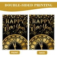 thumbnail image 6 of Happy New Year 2025 Clock Decorative Garden Flag, Black Gold Fireworks Stars Celebration Yard Outside Decorations, Golden Christmas Winter Burlap Outdoor Small Home Decor Double Sided 12.5x18, 6 of 6