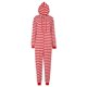 thumbnail image 1 of Pijamas navideños de talla grande para parejas, monos a rayas rojas y blancas para adultos con mono con cremallera, ropa de dormir con capucha, 1 of 4
