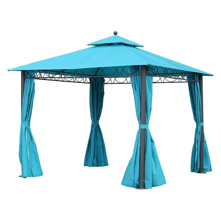 International Caravan Square 10 Foot Double Vented Gazebo With Drapes International Caravan Square 10 Foot Double Vented Gazebo With Drapes