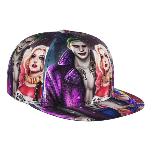 Harl-ey Quinn Joker Brim Bill Baseball Cap Adjustable Snapback Hat Hip Hop Dad Caps Men Women