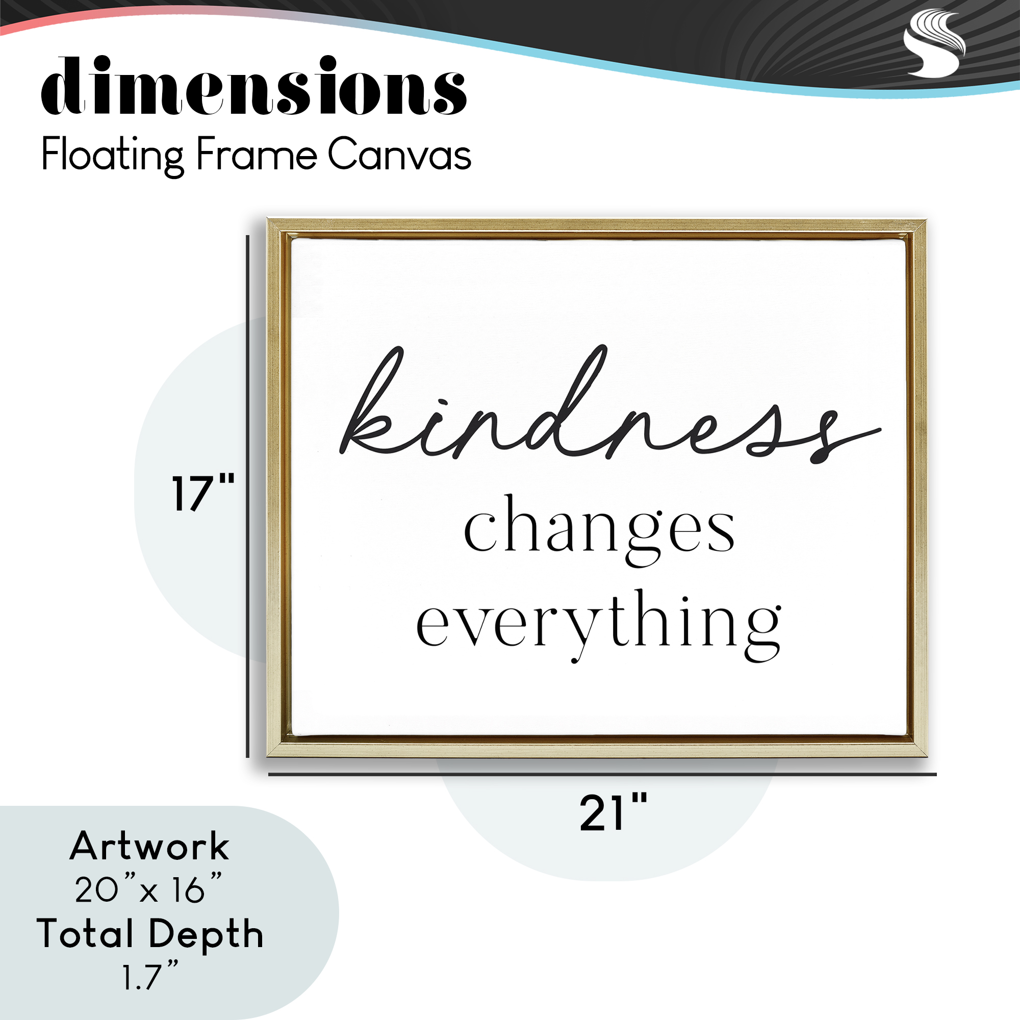 Kindness Changes Everything Gold Framed Floater Canvas Wall Art, design by Lettered and Lined