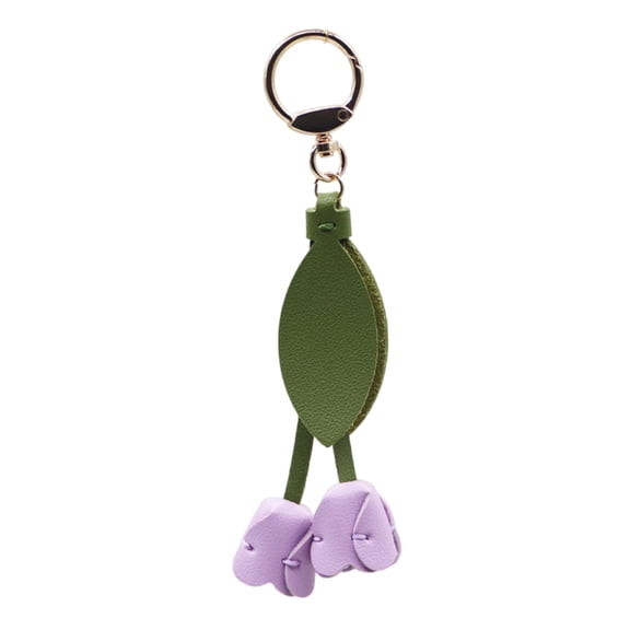 Trendy Tulips Bag Charm Alloy PU1eatherDetachable Ornament Elegant Floral Key Ring For Women Men Gift