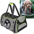 thumbnail image 5 of Bolsa de transporte plegable portátil para perros y gatos, bolsa de viaje transpirable, cápsula espacial transparente, astronauta, mochila para mascotas para exteriores, pequeña, verde claro, L, 5 of 5