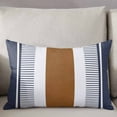 thumbnail image 3 of Modern Brown Blue Throw Pillow Covers, Boho Contemporary Geometric Striped Soft Breathable Pillow Cases with Zipper for Sleeping, Queen Size Pillowcases for Couch Bed Sofa Chair 20x30 Inches, 3 of 6
