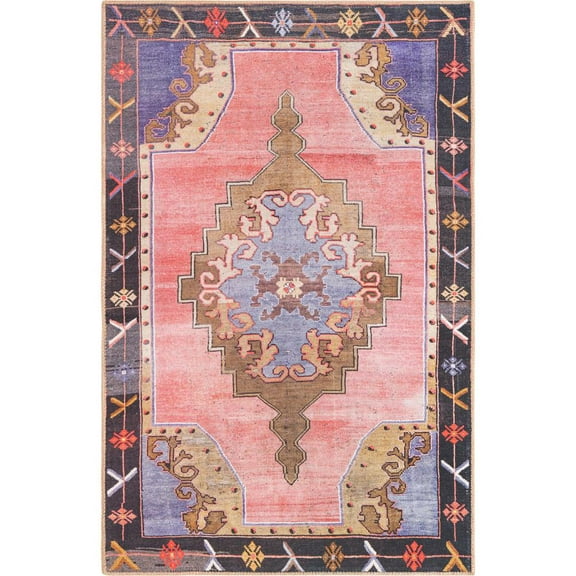 Unique Loom Timeless Collection Area Rug - Thomas (3' 6" x 5' 6" Rectangle Pink/Blue)