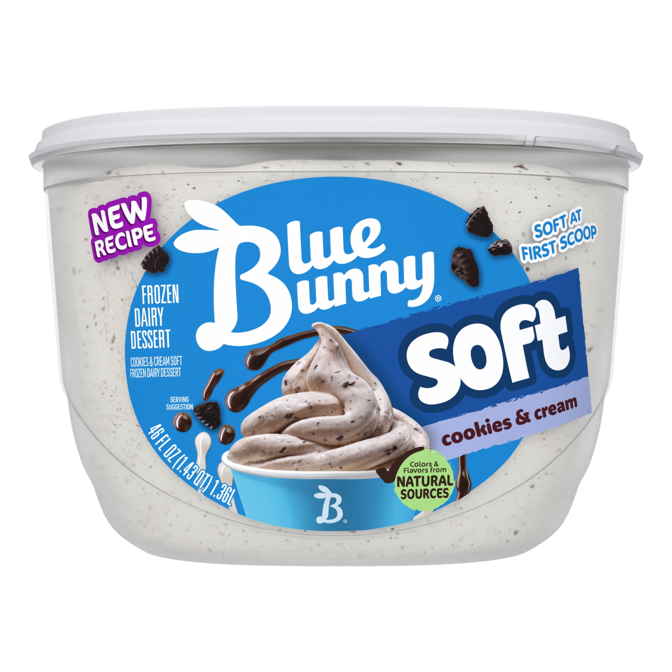 Blue Bunny Soft Cookies and Cream Premium Frozen Dessert, 46 fl oz
