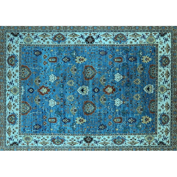 Ahgly Company Indoor Rectangle Oriental Light Blue Industrial Area Rugs, 2' x 4'