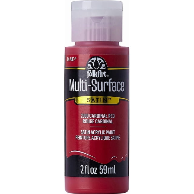 FolkArt Peinture Acrylique Satin Multi-Surface, 2 fl. oz., Rouge Cardinal