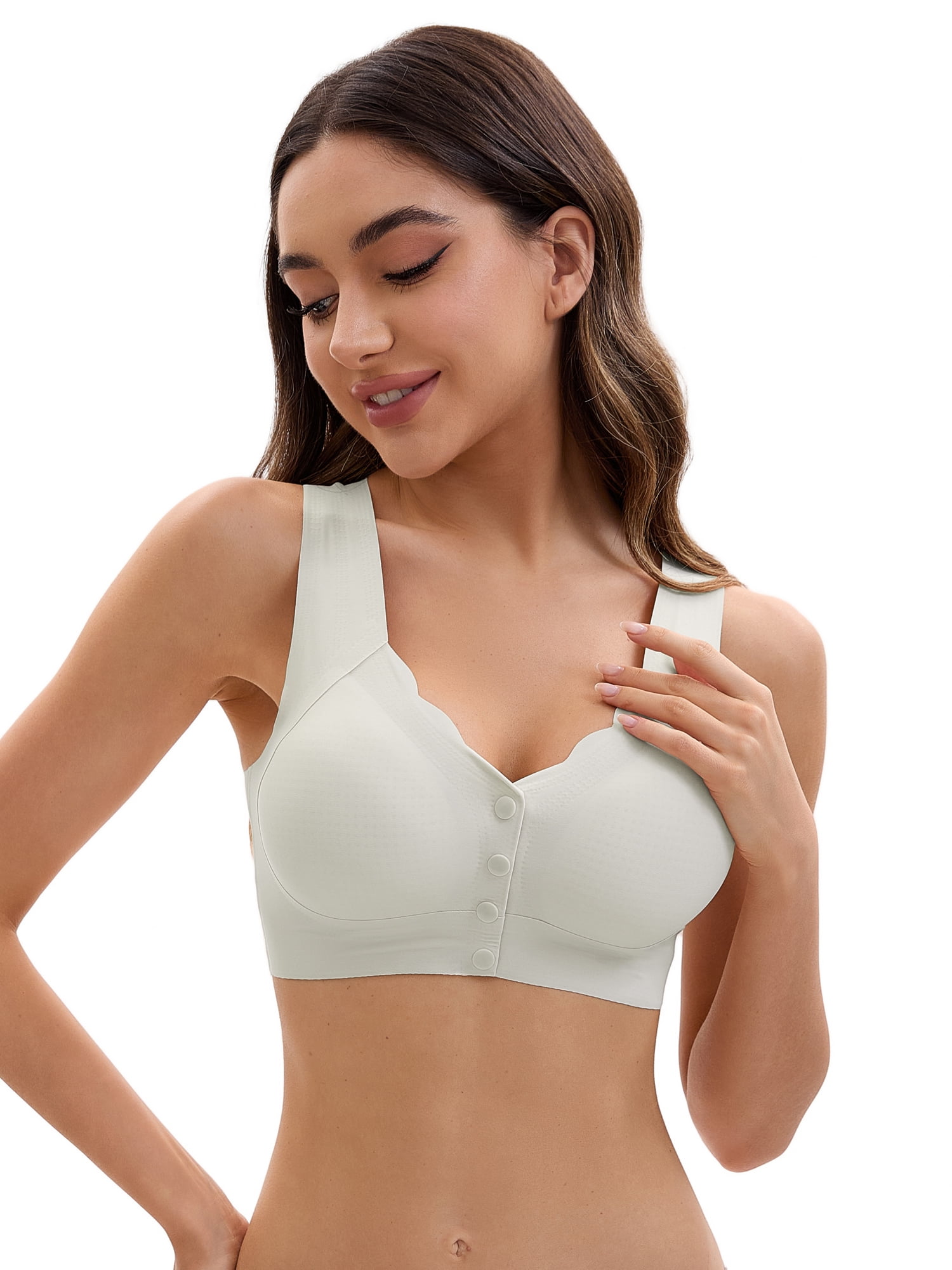 Unique Bargains Women's Vest Wirefree Wave Trim U Back Soft Bras Large Light Grey