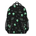 thumbnail image 3 of Alien and UFO Black Pattern Backpack for School, Cute School Bag with Adjustable Shoulder Straps and Padded Back, 16.9"x12.6"x5.9", 3 of 5