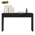 thumbnail image 2 of GZXS Black Console Table with 3 Fluted Drawers, Solid Wood Veneer Entryway Table with Storage & Curved Edges, Farmhouse Hallway Sofa Table for Living Room - 55.1"L x 15.8"W x 29.8"H, 2 of 9