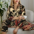 thumbnail image 6 of Pajamas for Women Set - Gothic Eastern Floral Skull Comfy Long Sleeve Button Up Pajama Sets for Women 2 Piece, Soft Sleepwear Nightwear Pjs Lounge Sets for Women with Pockets, 6 of 6