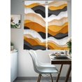 thumbnail image 3 of Gradient Ocean Sheer Curtains 63 Inch Long 2 Panels, Waves Orange Gray Gradient Waves Light Filtering Rod Pocket Curtains, Sheer Voile Drapes for Living Room Bedroom, 52"x63", 3 of 8