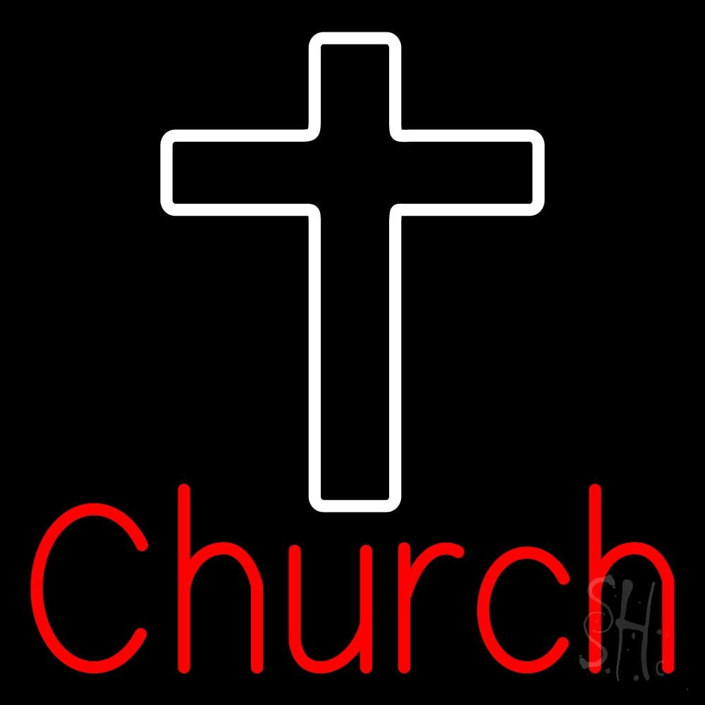 Red Church With Cross LED Neon Sign 16