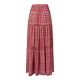 thumbnail image 6 of VUPSGEZ Womens Long Boho Flowers High Elastic Waist With Pockets And Belt Maxi Skirt Pleated Skirt Beach Skirt Casual Skirt (Red,XL), 6 of 8