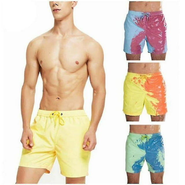 New High Quality Magical Color Changing Beach Shorts Men's Swimming Trunks Swimwear Quick Dry Bath