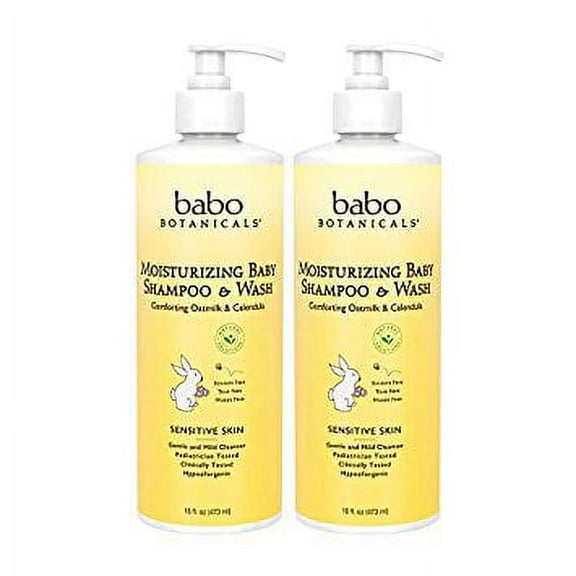 Babo Botanicals Babo Botanicals Moisturizing Baby Shampoo and Wash, Oatmilk Calendula, 2-Count , 16 oz.