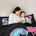 thumbnail image 5 of Manfei Sweet 67 Number Full Size Bedding Sets,Watercolor Ice Cream Drip Full Size Bed in a Bag For Girls,Pink Blue,Black Reversible,7-Piece, 5 of 8