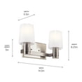 thumbnail image 5 of 55175NI Kichler Lighting Adani - 2 Light Bath Vanity In Modern Style-8.25 Inches Tall and 14.5 Inches Wide-Brushed Nickel Finish, 5 of 6